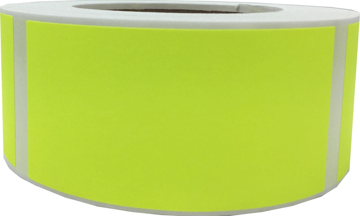 Large fluorescent yellow rectangle stickers, 2x4 inches, adhesive labels for inventory, packaging, and organization by 