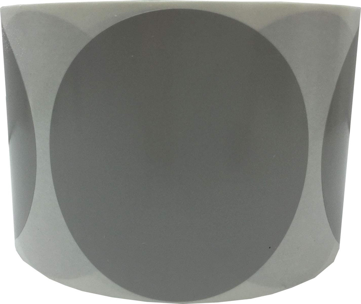 Grey color coding labels, 3-inch round adhesive dots on a roll, used for inventory, organization, and retail.