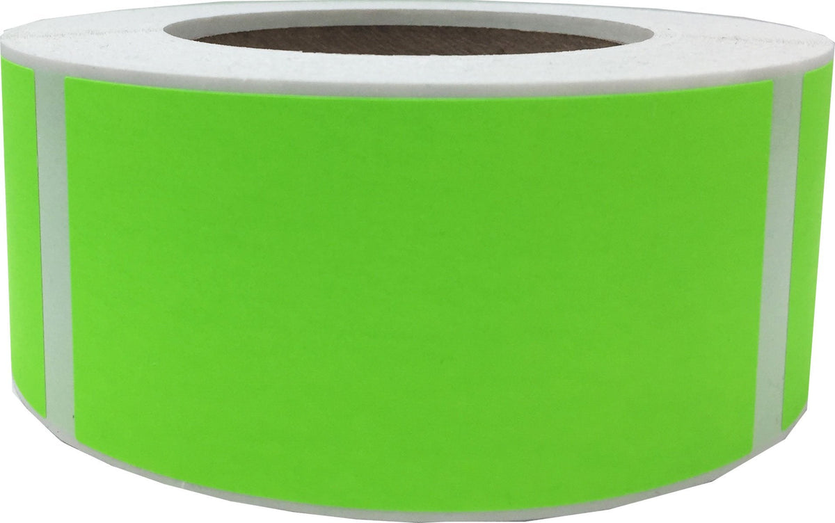 Large fluorescent green rectangle stickers, 2x4 inch adhesive labels for inventory, packaging, and organization, made by 