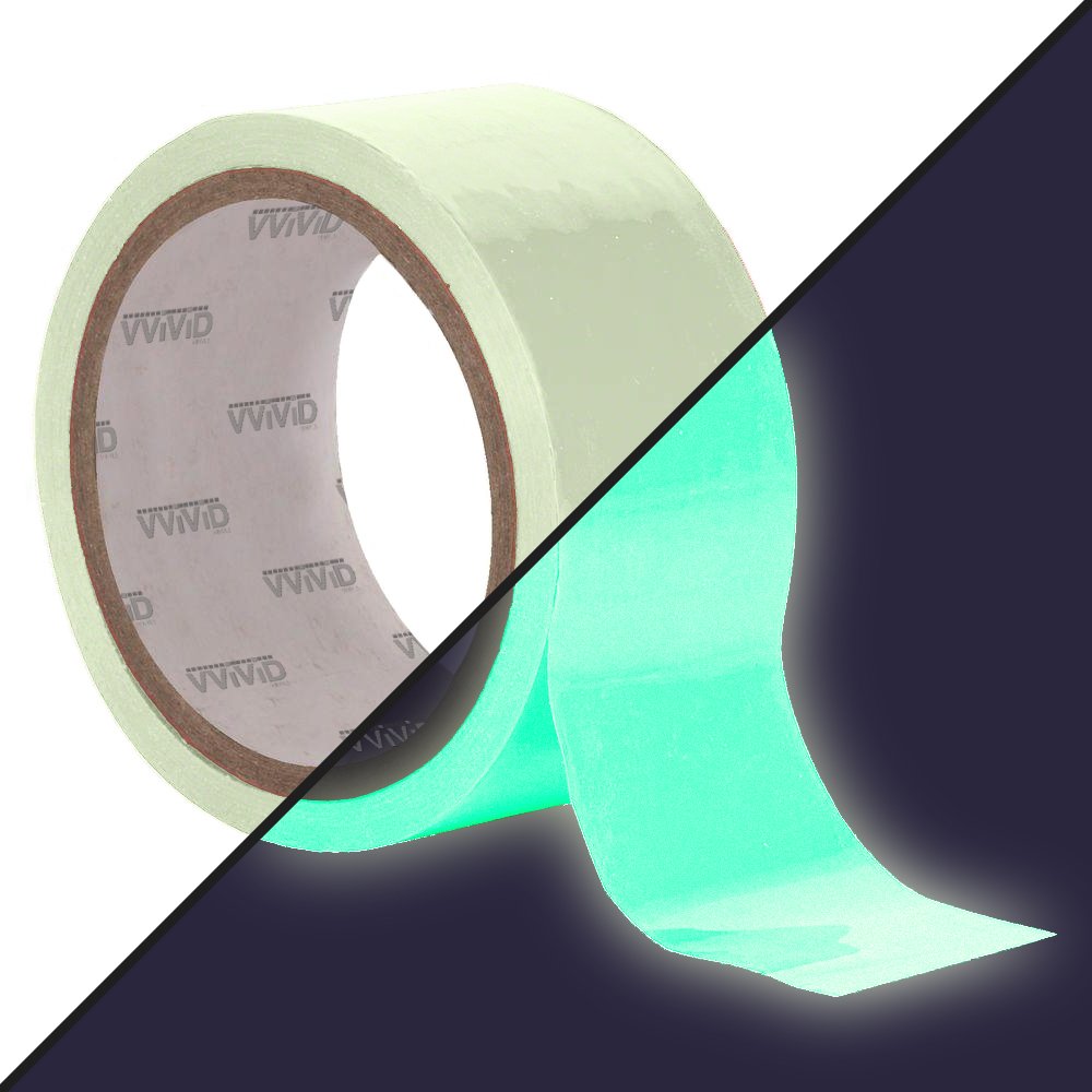VViViD DECO65 Glow in The Dark Green Permanent Adhesive Craft Vinyl Tape Roll (4" x 25ft) 4" x 25ft
