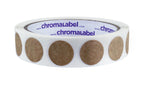 ChromaLabel round kraft dot stickers, 0.75 inch diameter, all-purpose labels on a roll, 500 per roll for labeling and craft projects.