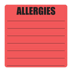 Writable, Allergy Alert Stickers, 2 x 2 Inch, 300 Labels Large Red
