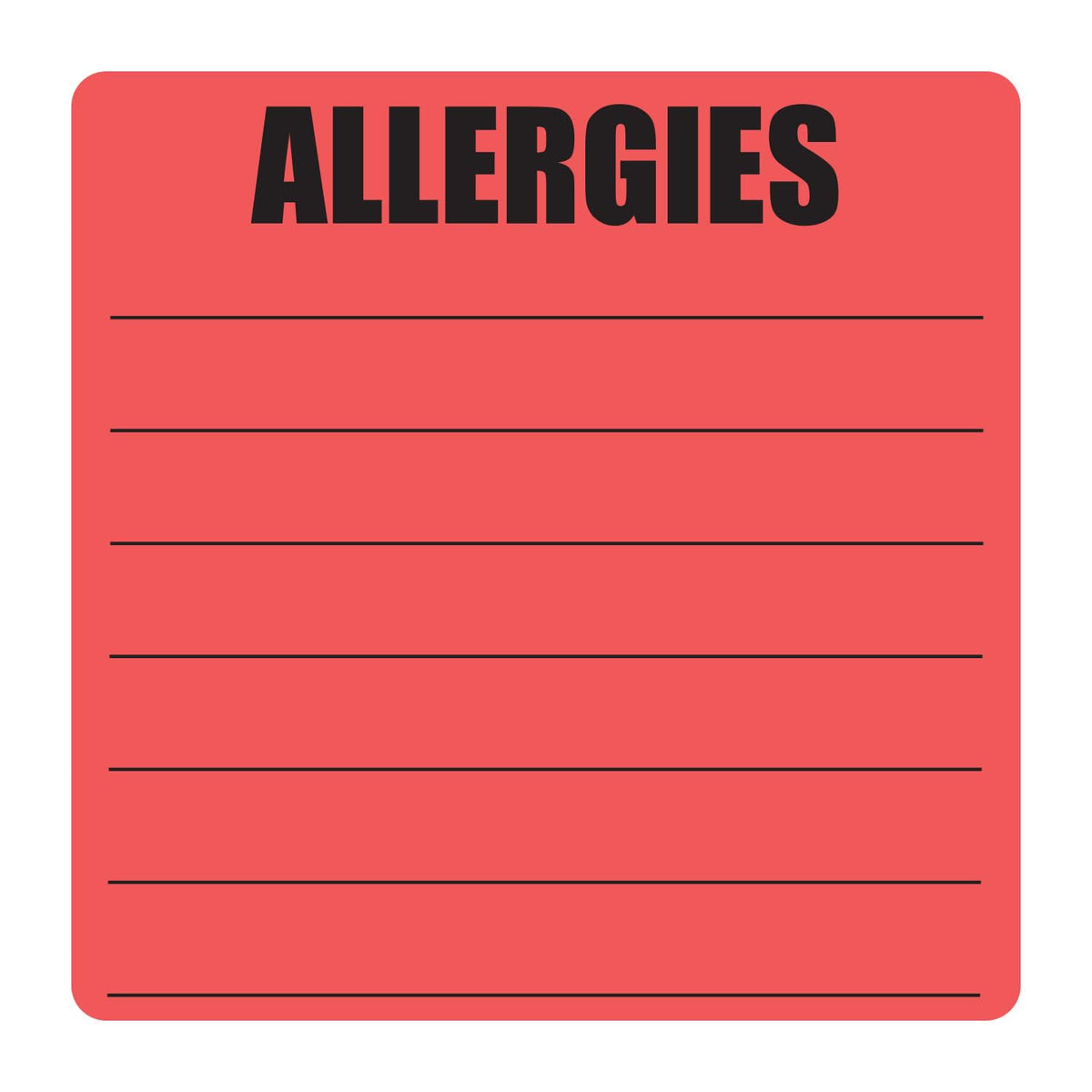 Writable, Allergy Alert Stickers, 2 x 2 Inch, 300 Labels Large Red