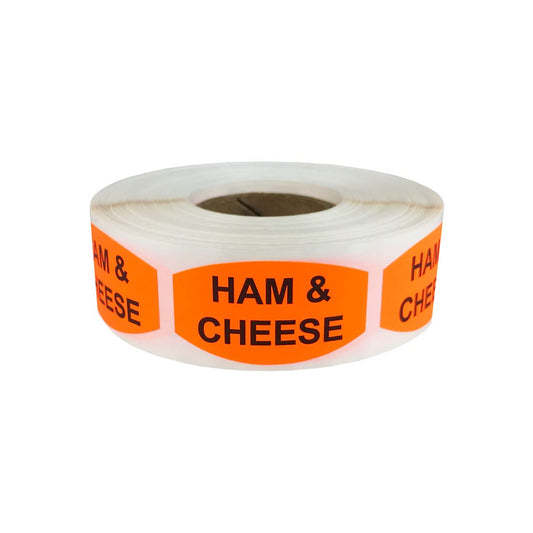 Ham and Cheese Grocery Store Food Labels .75 x 1.375 Inch Oval Shape 500 Total Adhesive Stickers 0.75 x 1.375" Oval