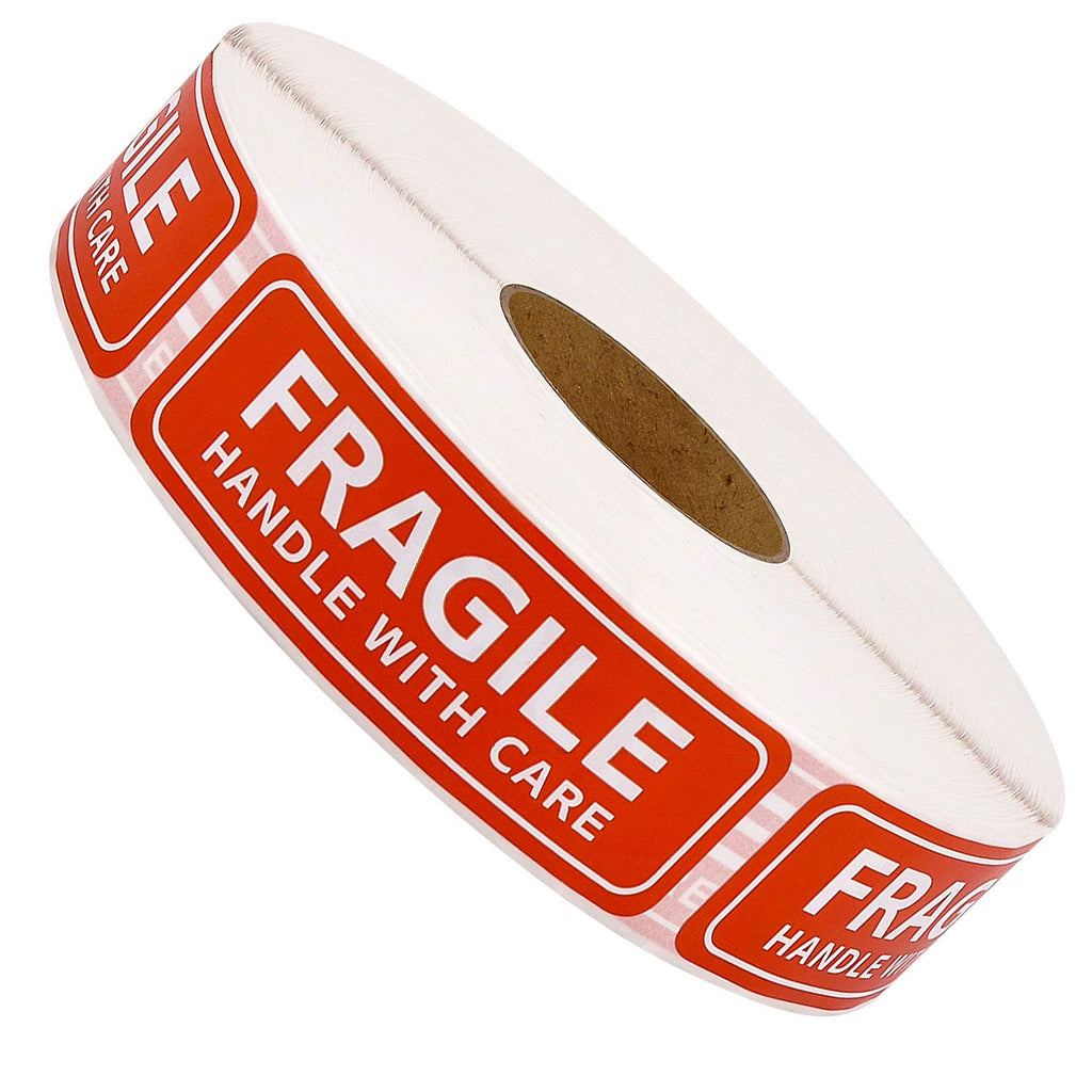 Methdic Fragile Stickers - 1"x 3" Strong Adhesive Fragile Labels 1 Roll/1000 Labels(Handle with Care,Fragile) Stickers for Shipping and Moving 1" x 3" | 1000 Labels