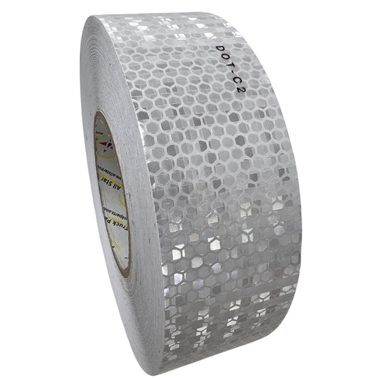 All Star White DOT-C2 Reflective Tape Conspiciuity Tape - Commercial ROLL, HIGH Intensity, Strong Adhesive- 2" inch x 150' FEET - Automobile Car Truck Boat Trailer Semi (White)