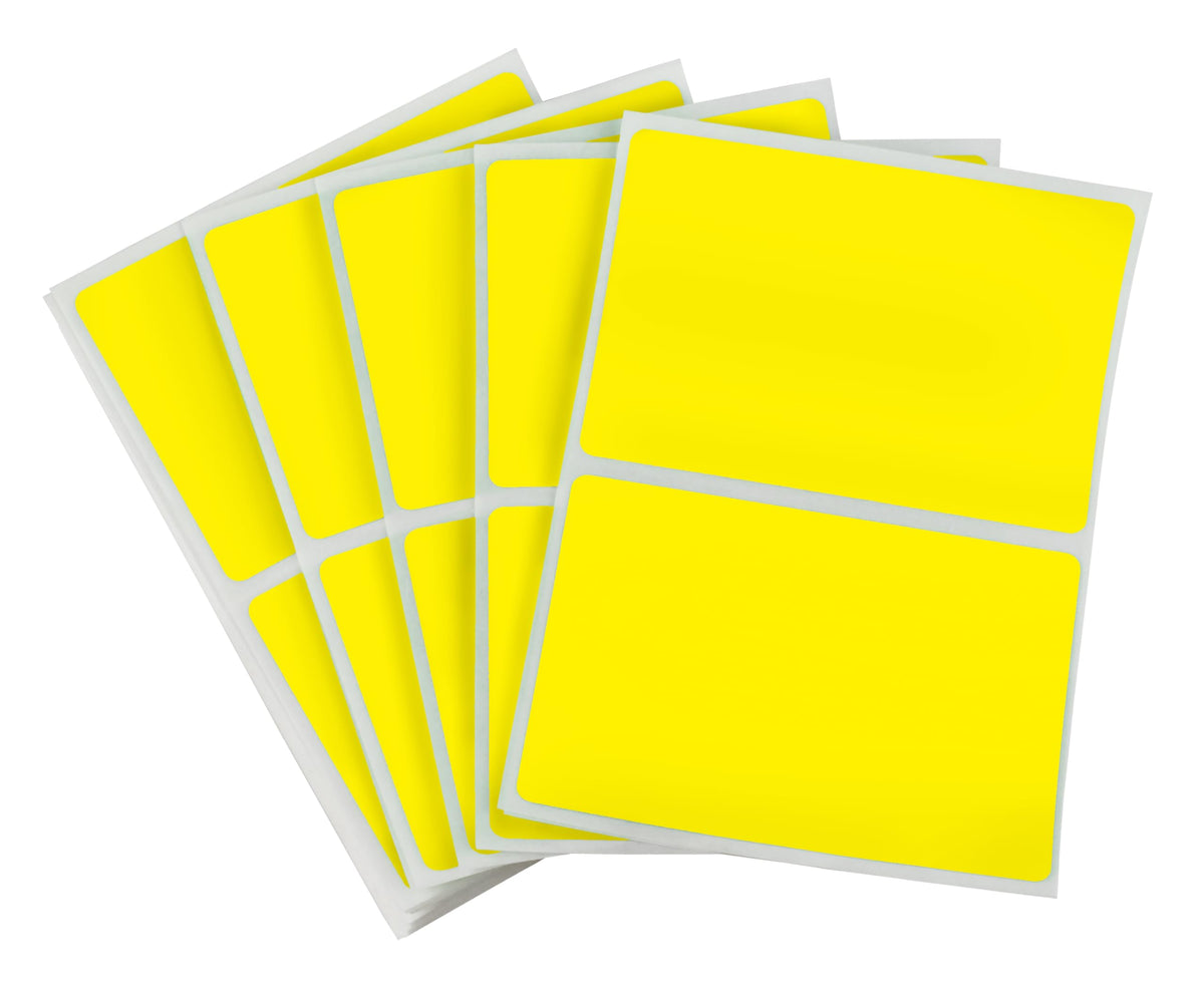 Yellow ChromaLabel 2x3 inch name tag stickers, color-coding labels with 150 per pack, ideal for organization and identification.