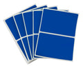 Dark blue ChromaLabel 2x3 inch name tag stickers, color-coding labels, 150 per pack, shown on sheet with individual labels visible.