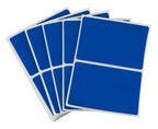 Dark blue ChromaLabel 2x3 inch name tag stickers, color-coding labels, 150 per pack, shown on sheet with individual labels visible.