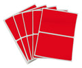 Red ChromaLabel 2x3 inch name tag stickers, color-coding labels, 150 per pack, ideal for organization and identification.