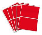 Red ChromaLabel 2x3 inch name tag stickers, color-coding labels, 150 per pack, ideal for organization and identification.