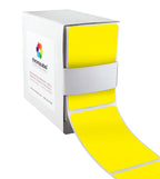 Yellow ChromaLabel 2x3 inch all-purpose permanent color code rectangle stickers, 100 per dispenser box.