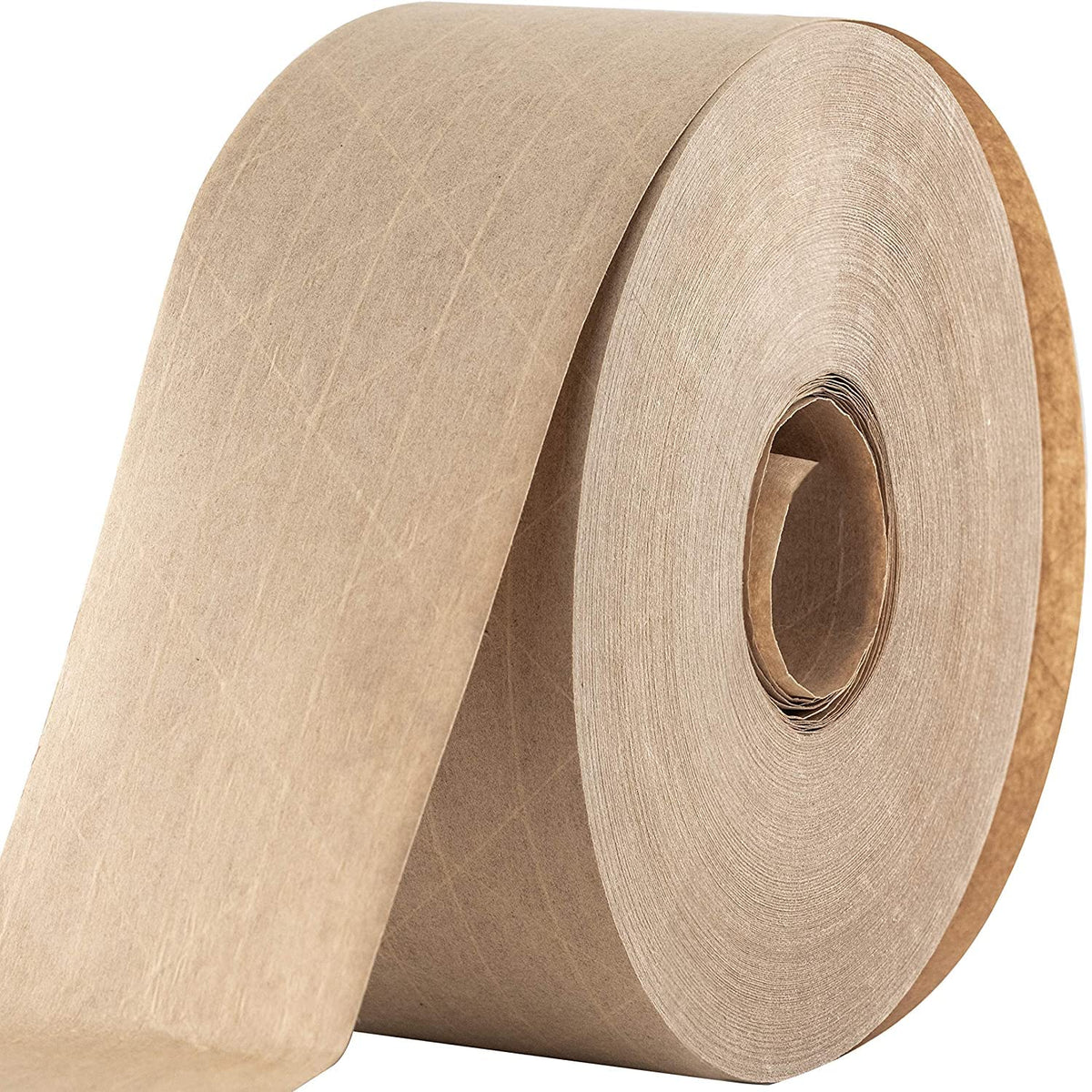 Ultra Durable Water-Activated Tape for Secure Packing. 2.75 in, 450 Ft Brown Kraft Gum Tape Provides Heavy Duty Adhesive for Packaging and Shipping. Fiberglass Reinforced for Extra Strong Bond. 1