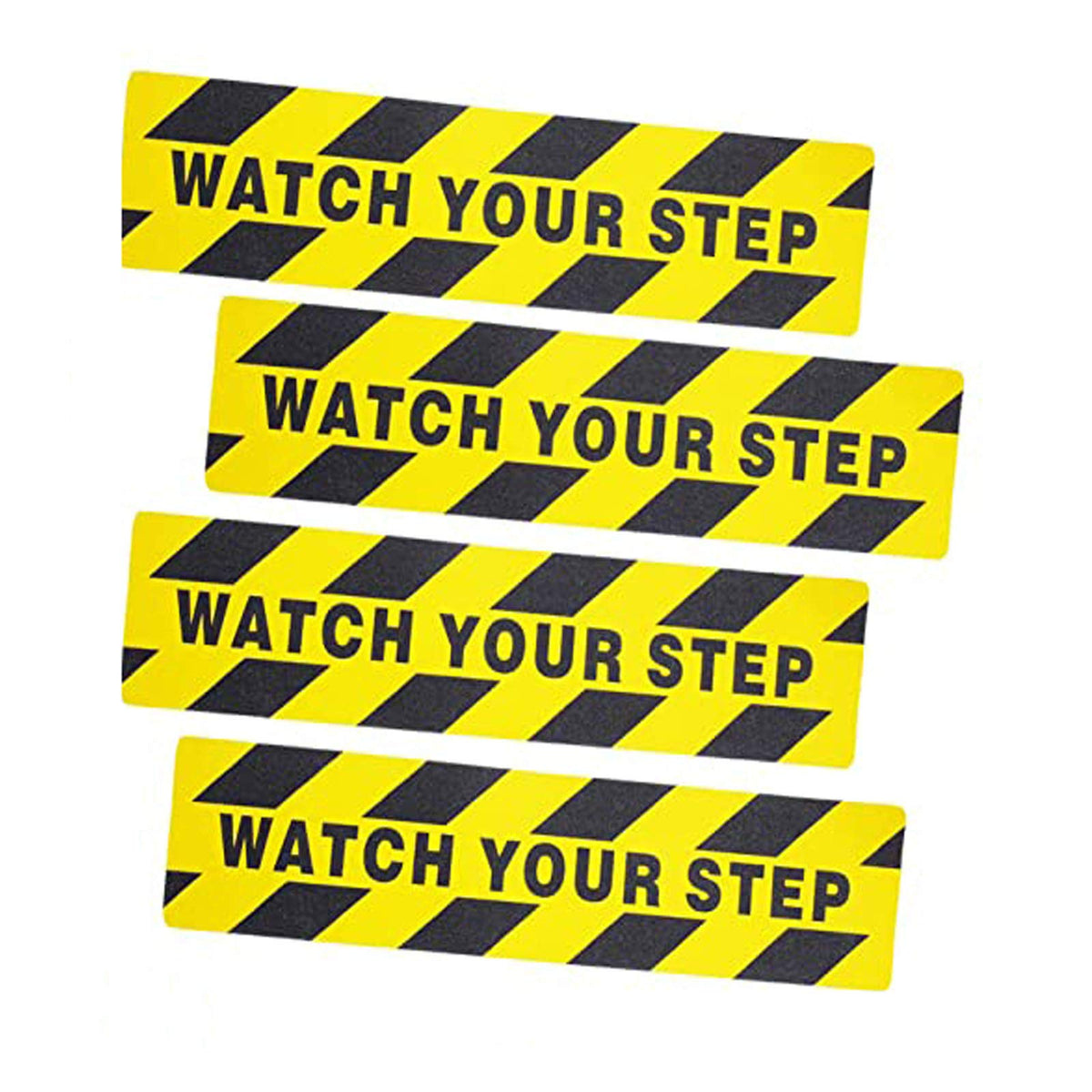 4 Pieces 6 by 24 Inches Watch Your Step Warning Sticker Adhesive Tape Anti Slip Abrasive Tape for Workplace Safety Wet Floor Caution