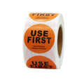 Hcode 1.5 inch orange "Use First" inventory control label, permanent adhesive food label for restaurant color-coding.
