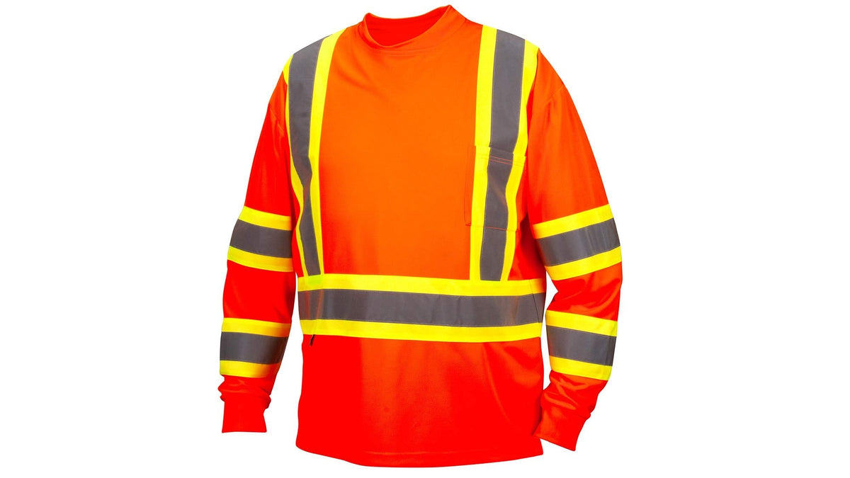 Pyramex RCLTS3120L RCLTS31 Series Long Sleeve T-Shirts Long sleeve moisture wicking t-shirt in orange - large Hi-vis Orange