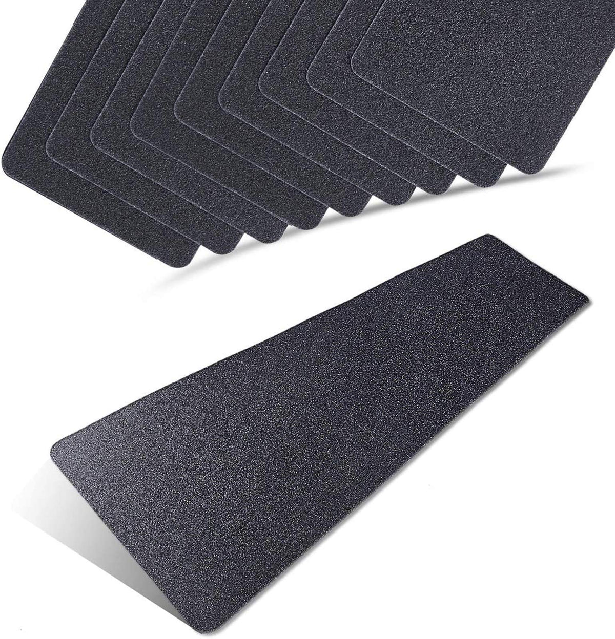 ONTWIE 6 x 24 Inch Black 80 Grit Slip Resistant Safety Treads - Premium 10 Pre-Cut Outdoor Safety Tape - Rounded Corners 6"x 24" (10 pack)