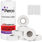 Perco 2 Line Freezer Adhesive Labels - 6,000 Blank Price and Date Gun Labels for Perco 2 Line Price and Date Guns - 8 Rolls, 1 Sleeve - Made in USA