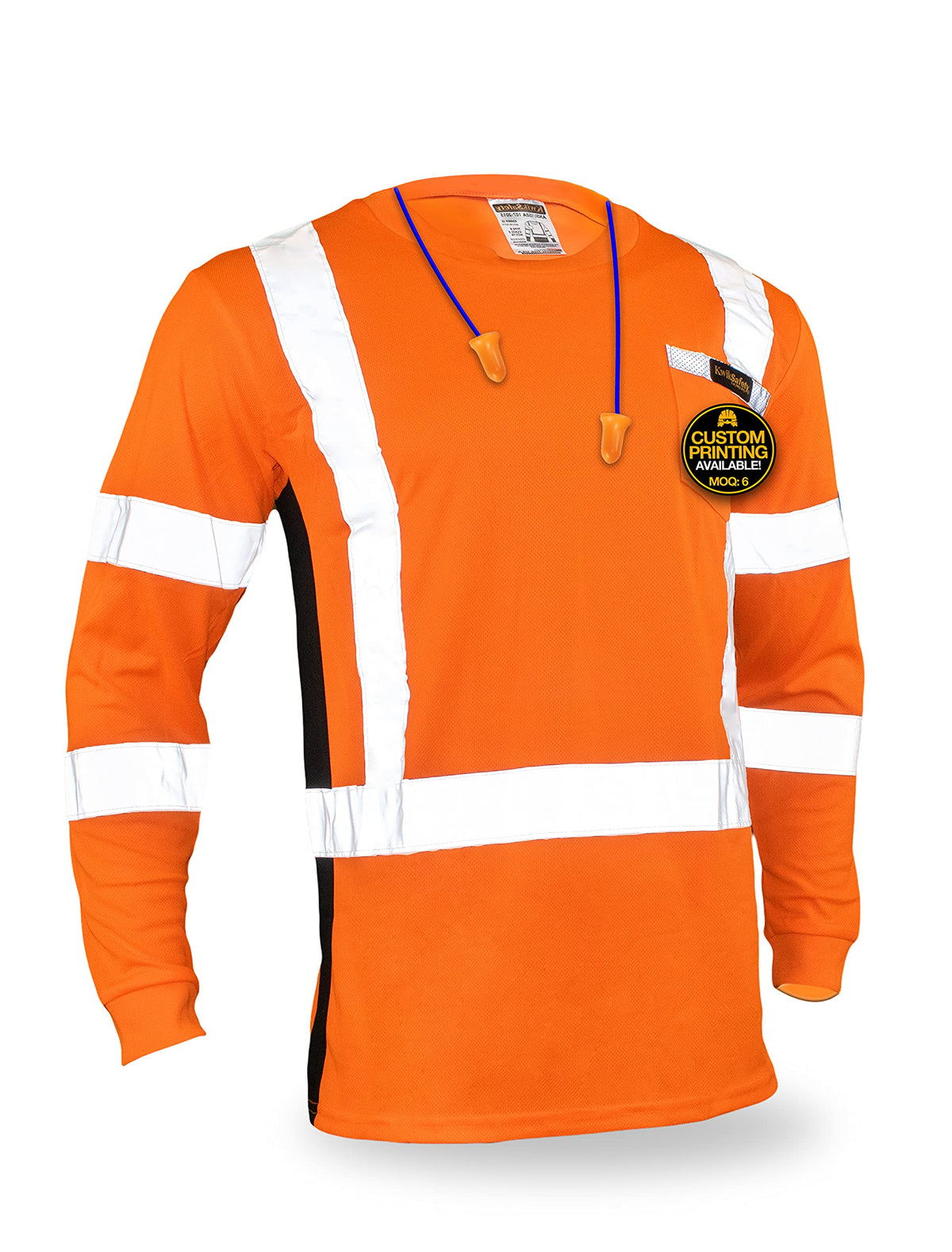 KwikSafety - Charlotte, NC - Operator Long Sleeve Safety Shirts [Solid Reflective Tape] Class 3 ANSI Tested OSHA X-Large Basic Tape | Orange
