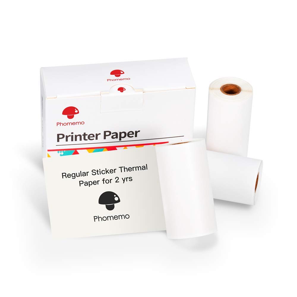 Phomemo White Self-Adhesive Thermal Paper 50mm x 3.5m, Image Time 2 Years
