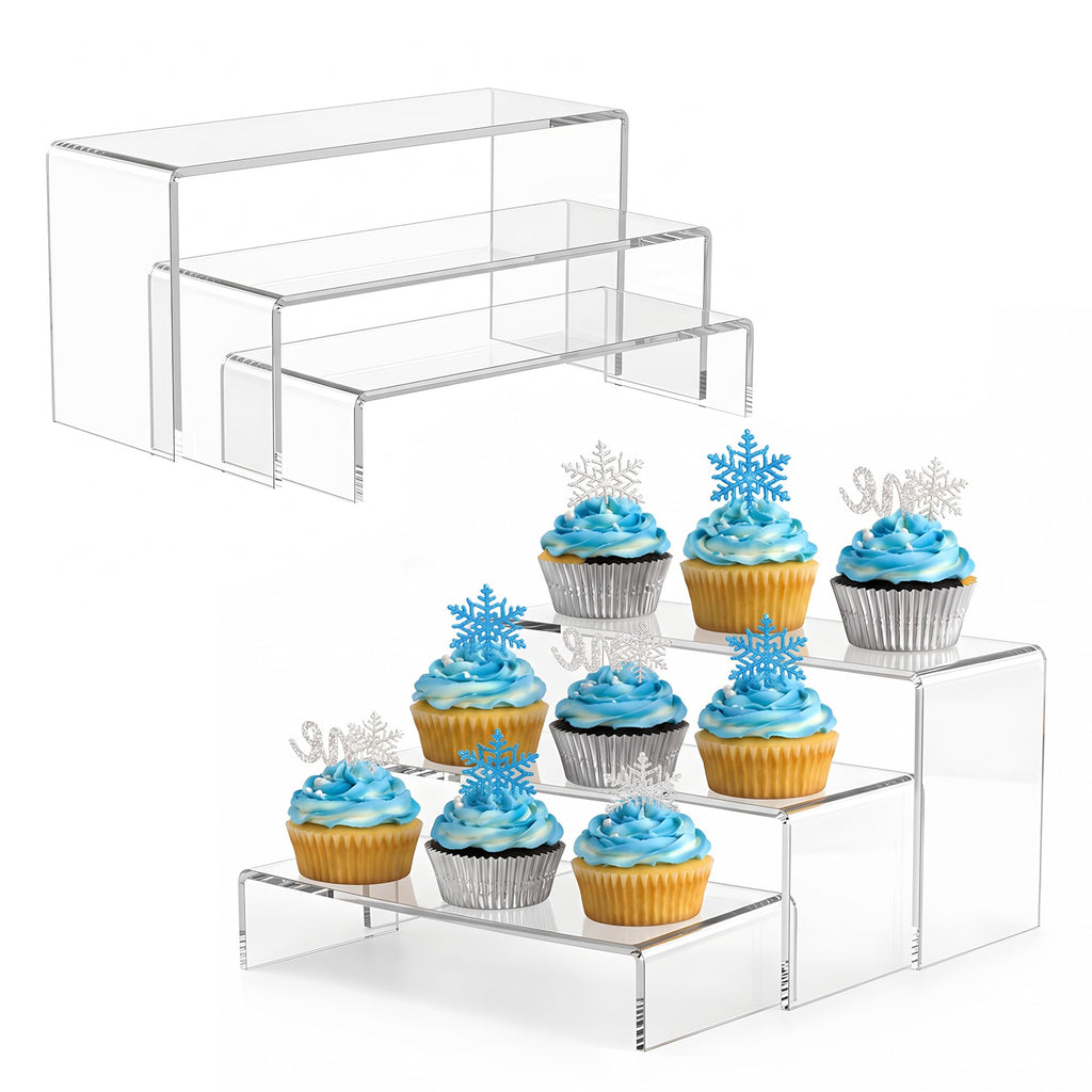 6 Pc Clear Acrylic Display Risers Showcase for Shoe Risers Retail Stand Cupcake Stand Dessert Stand 6P-Clear
