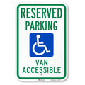 SmartSign 18 x 12 inch “Reserved Parking - Van Accessible” Handicapped Parking Metal Sign, 63 mil Aluminum, 3M Laminated Engineer Grade Reflective Material, Green, Blue and White, Made in USA EG Reflective Aluminum