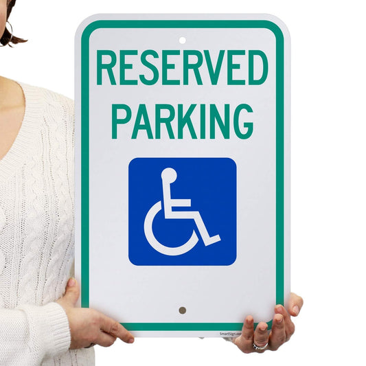 SmartSign Basics Reserved Parking Federal Handicap Parking Sign | 12" x 18" Engineer Grade Reflective 120 mil ACM, Made in USA 12" x 18" EG Reflective ACM