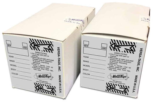Donkey Auto Products Genuine Versa-Tag Key Tags, Self-Protecting (2 Box Bundle) (250 per Box with Metal Rings - 500 Total) (2 Boxes of Gray) 2 Boxes of Gray