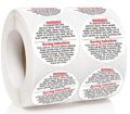 Set of 500 waterproof candle warning labels for candle jars, tins, and votives, featuring 1.5-inch candle safety sticker decals by Pop Resin.