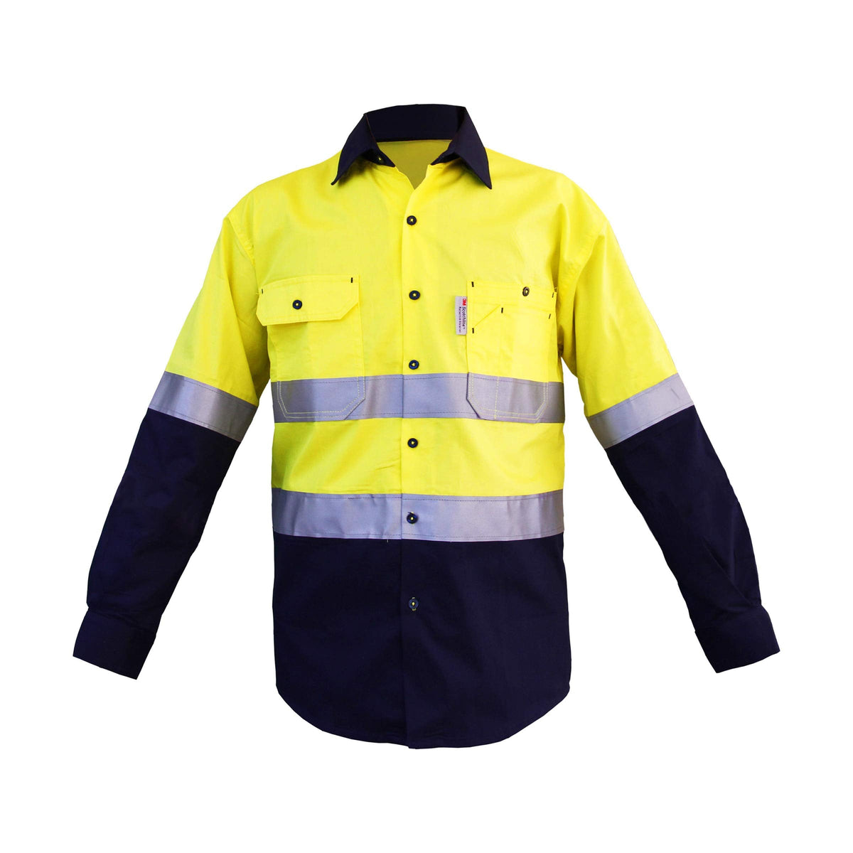 LANTERN FISH High Visibility Shirts with Reflective Tape Class 3 Construction Safety Work Shirts for Men Women XX-Large Yellow/Navy
