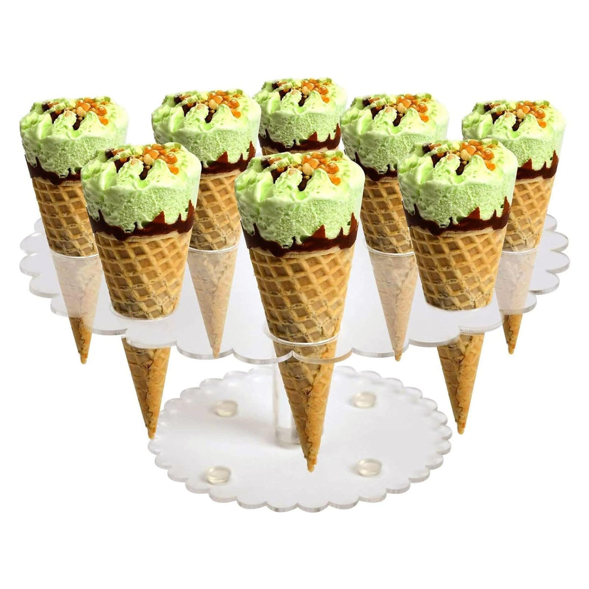 Cone Holder, Clear Acrylic Ice Cream Cone Holder with 12 Holes, Clear Waffle Cone Holder Stand, Sushi Hand Roll Stand for Wedding, Birthday, Christmas, Thanksgiving, Party or Buffet
