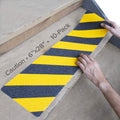 LifeGrip Anti Slip Traction Treads (10-Pack), 6" X 28", Yellow and Black, Best Grip Tape Grit Non Slip, Outdoor Non Skid Tape, High Traction Friction Abrasive Adhesive for Stairs Step 6" x 28" Caution Stripe 10