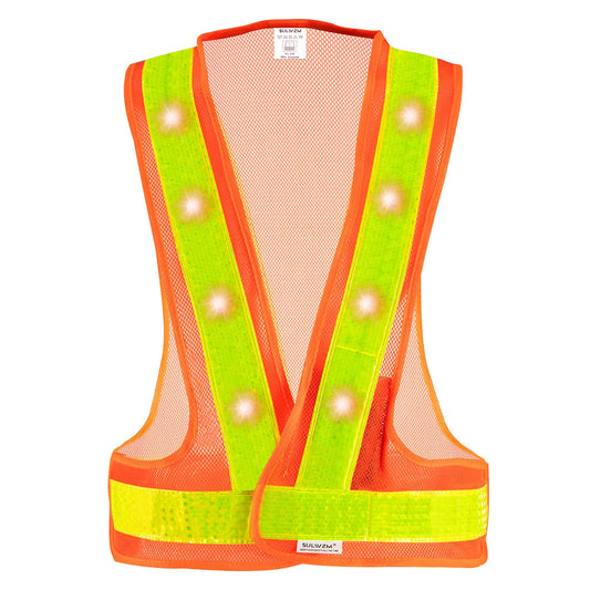 LED Safety Vest, 16 Lights with 3 Modes, High Visibility Reflective Running Vest(Orange, Free Size)