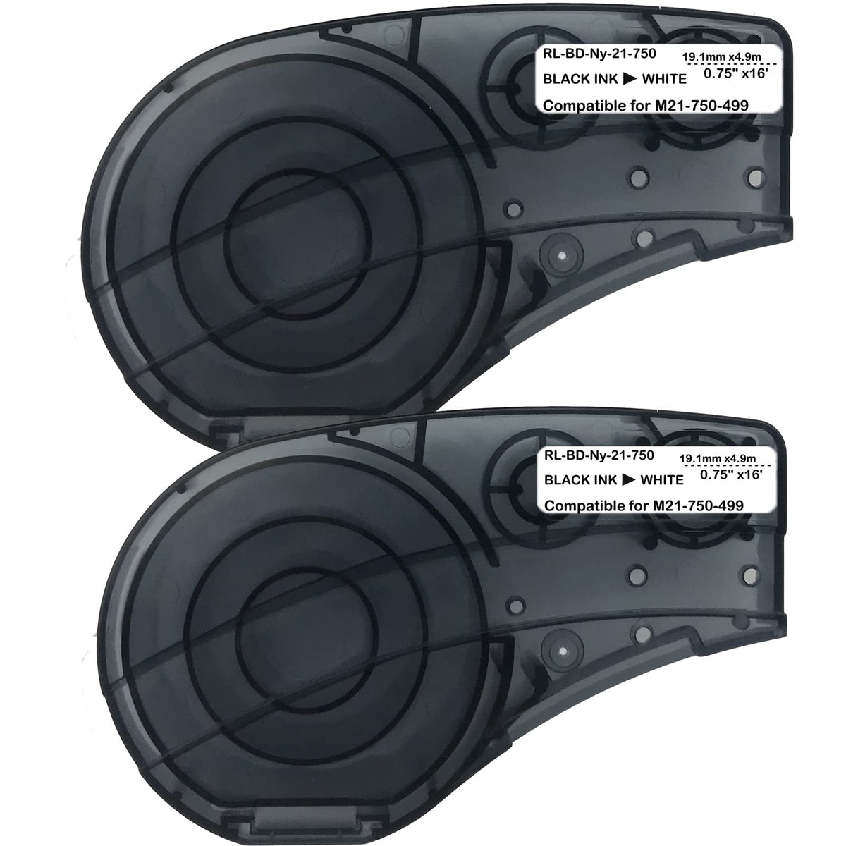 Compatible Label Tape Replacememt for M21-750-499 Cartridge with Ribbon 3/4 inches Nylon Labels Tape,Work with BMP21-PLUS/LAB,M210 LAB M211,Black on White Nylon Cloth Film -0.75" Width-2 Pack
