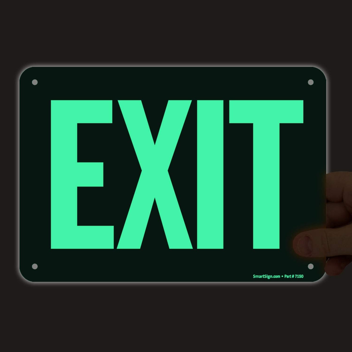 SmartSign "Exit" Sign | 7" x 10" Glow-in-The-Dark Aluminum, Made in USA