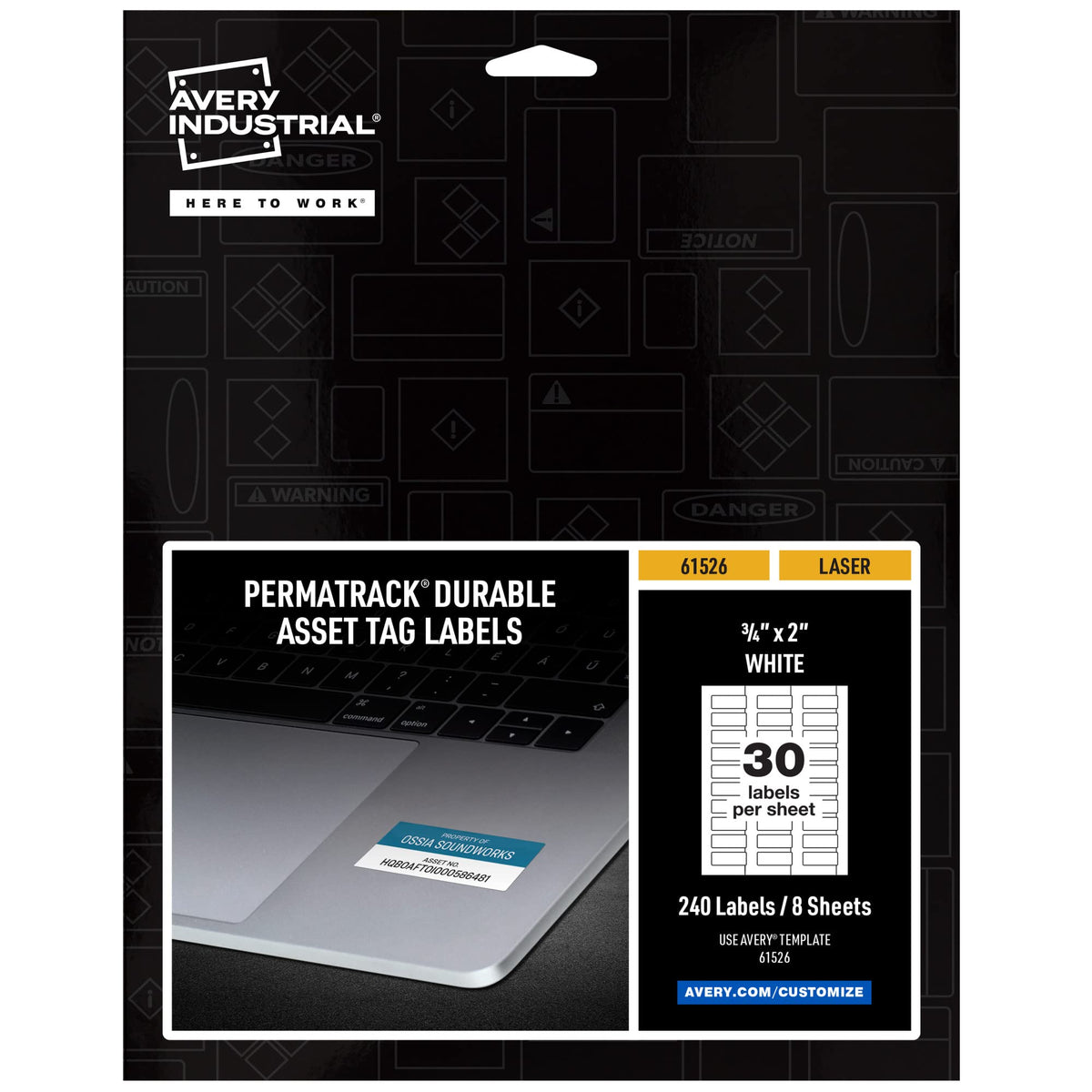 Avery White Asset Tag Labels, 3/4" x 2", Laser Printable Tags, 240 Waterproof Labels (61526) 3/4" x 2" Durable White