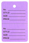 1000 Qty Unstrung Lavender Price/Receipt Tags w/Easy-Tear Stub