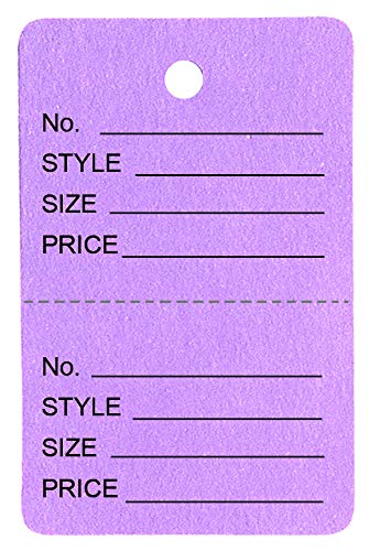 1000 Qty Unstrung Lavender Price/Receipt Tags w/Easy-Tear Stub