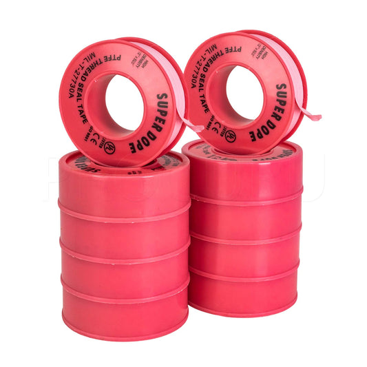 PROCURU 10-Pack 1/2" x 520" Professional Grade Pipe Thread Sealant 4-Mil Pink PTFE Plumbing Teflon Tape, for Water and Gas 1/2 Inch Pink