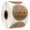 2" Round Kraft Thank You for Supporting My Small Business Stickers / 500 Brown Kraft Customer Appreciation Labels/Natural Kraft Small Business Envelope Seals/Made in The USA 2” Black Ink