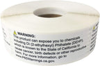 All-purpose labels  featuring Prop 65 DEHP hazard warning symbols on white adhesive labels.