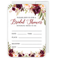 Andaz Press Fall Autumn Burgundy Maroon Floral Flowers, 5X7-Inch Fill in The Blank Bridal Shower Invitations with Envelopes, 24-Pack, Includes Cards & Envelopes Fall Bridal Shower Invitations