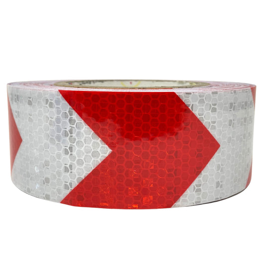 All Star Truck Parts Red Arrow Reflective Tape, 2" Hazard Warning Tape Waterproof - High Intensity Reflector Conspicuity Safety Tape Strong Adhesive Crystal Lattice Red White Arrow (2 in x 30 FT) 2 IN x 30 FT