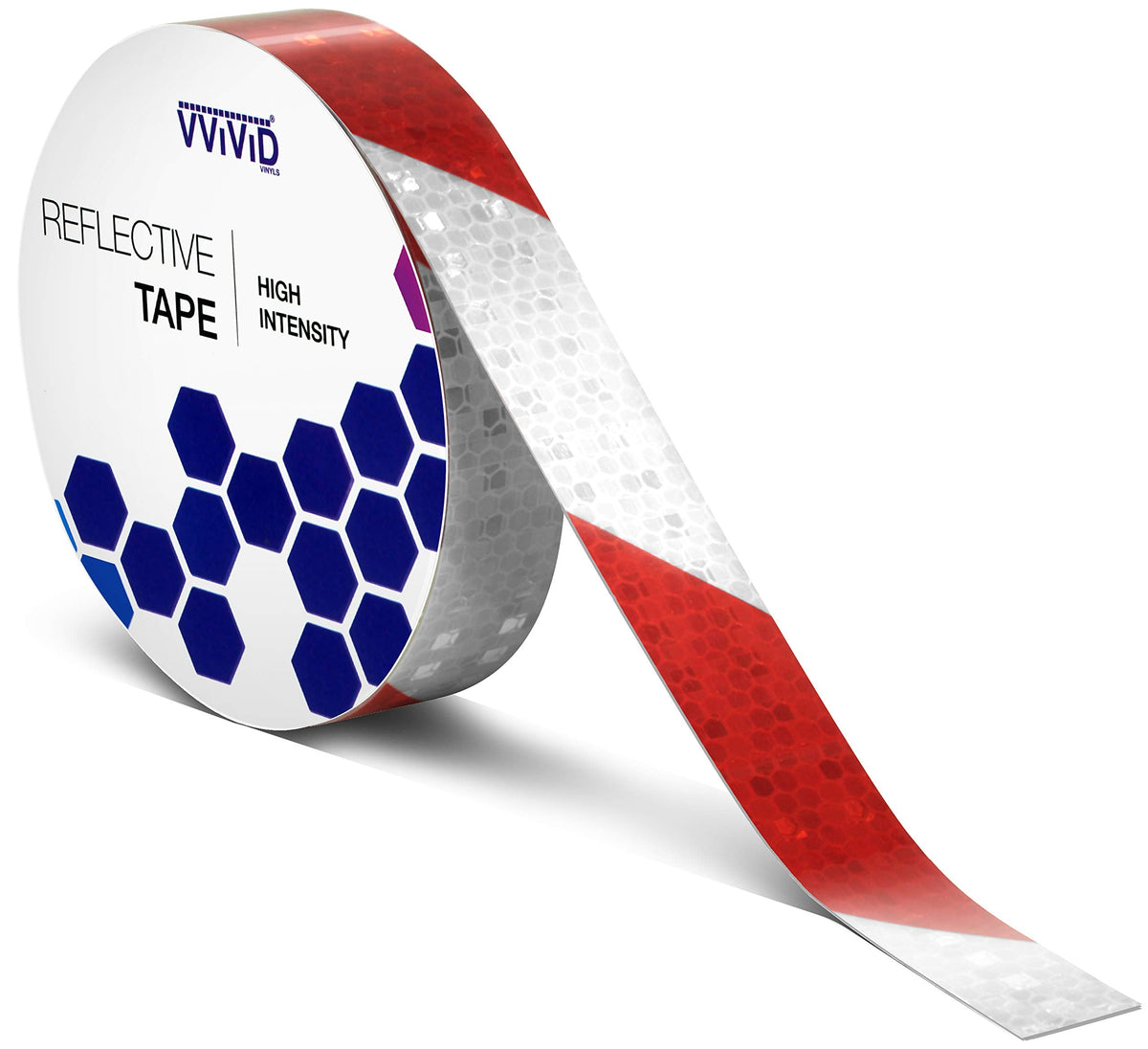 VViViD High-Intensity Reflective Red and White Striped Self-Adhesive Conspicuity Tape 1 Inch by 25 Foot Roll