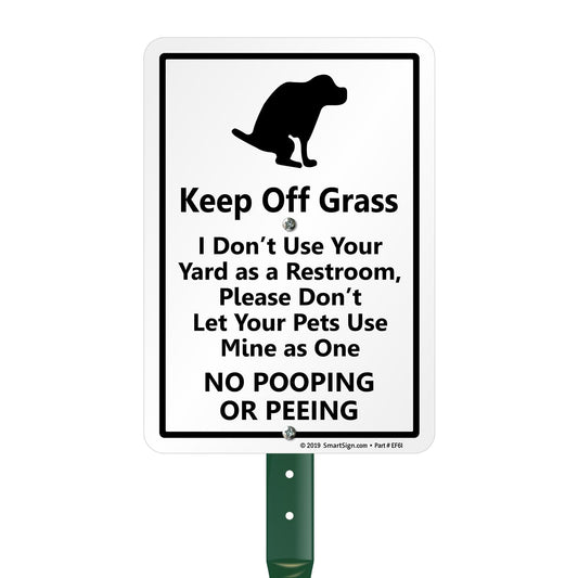 SmartSign "Keep Off Grass" Funny Dog Poop Sign for Lawn | 21” Tall Stake & Sign Kit 10"x7" Aluminum Sign with 18" Stake
