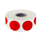 1500 red round color coding stickers on a roll, 1-inch diameter, with perforation lines, by Hebayy for inventory organization.