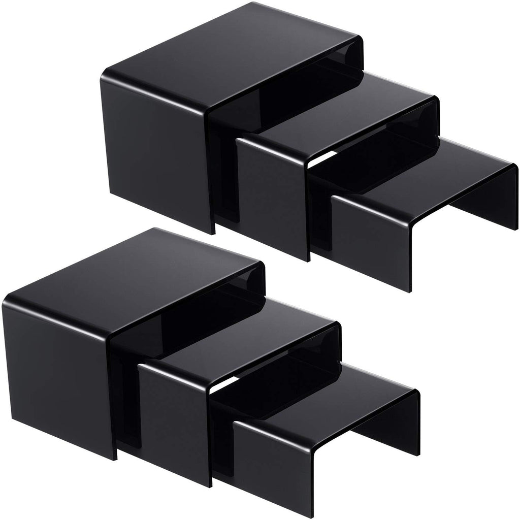 Chuangdi 2 Sets Acrylic Display Risers, Figure Stand, Black, Small Set