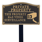 SmartSign “Private Property - This Property Has Video Surveillance” GardenBoss Statement Plaque | 5.75" x 9.5" Aluminum Plaque with 18" Black Lawn Stake, Made in USA Private Property - This Property Has Video Surveillance
