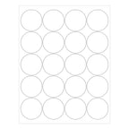 ChromaLabel 2-inch round printable labels for laser and inkjet printers, white, 25 sheets, 500 labels in total.