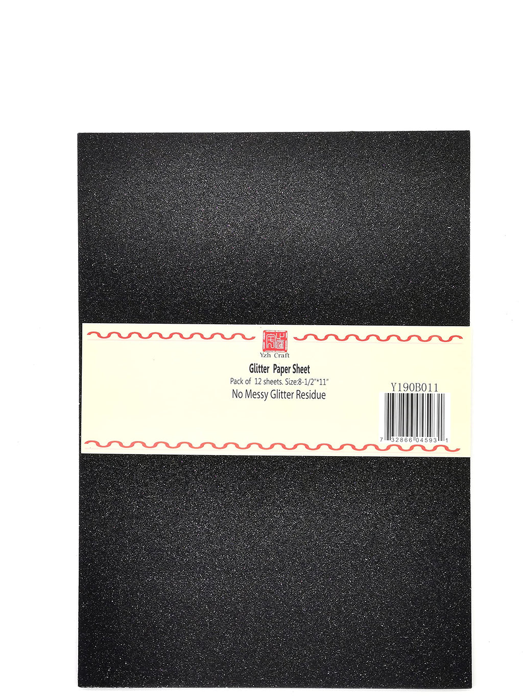 Black YZH Crafts glitter cardstock paper, no-shed shimmer DIY party decor, 8x12 inches, 10 sheets, A4 size, craft project material